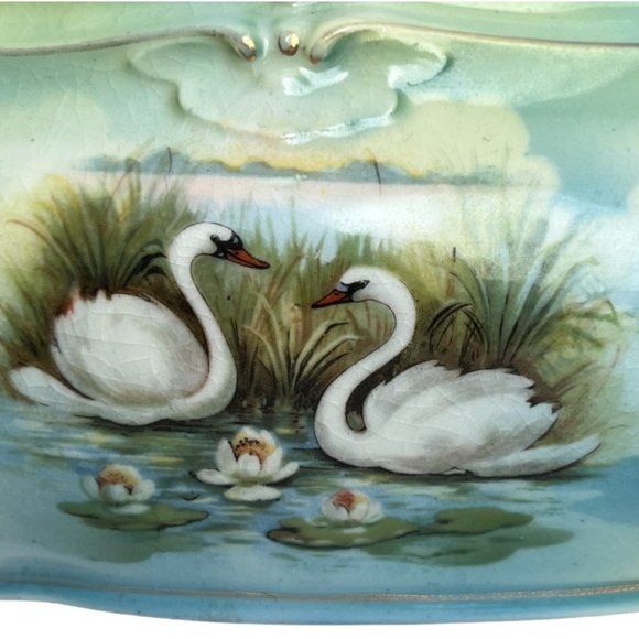 💕 SOLD 💕 ROYAL BRUXONIA Double-Handled Early 1900s ANTIQUE Swan Vase Austria - Picture 3 of 14
